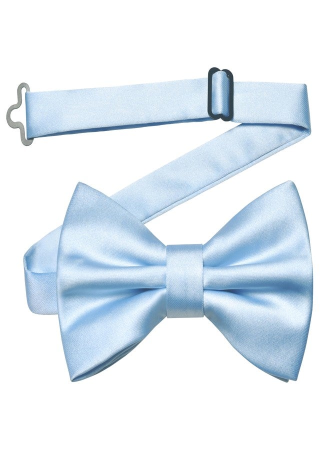 Branduce Baby Blue Bow Tie for Men Wedding Solid Satin Silk Bowties Pocket Square and Lapel Pin Brooch Set (BB07-44) - Image 3